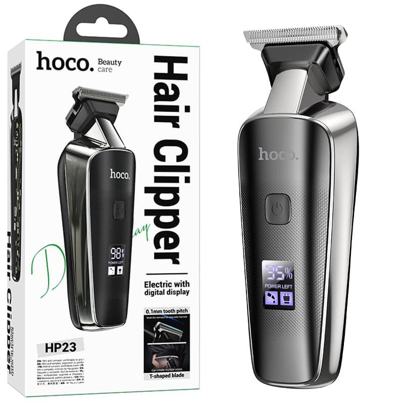 Hoco (HP23) - Aparat de tuns, Hair CliPhoneper, Portabil, 600mAh, 7000RPM, 2 distantiere, Black