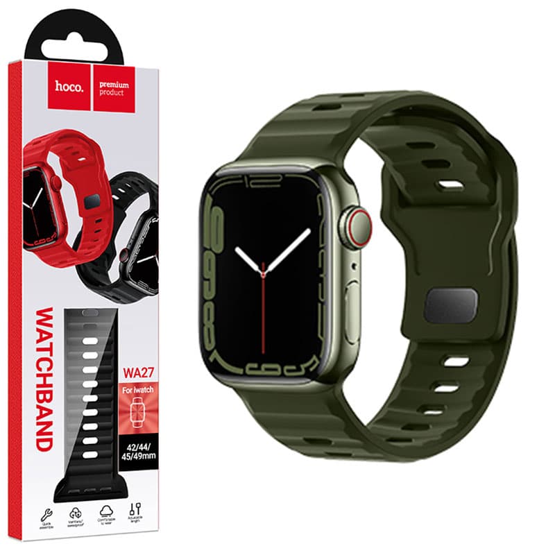 Hoco (WA27) - Curea silicon, Universal Size (42/44/45/49mm) - Flexibile Band, Stepped, Army Green