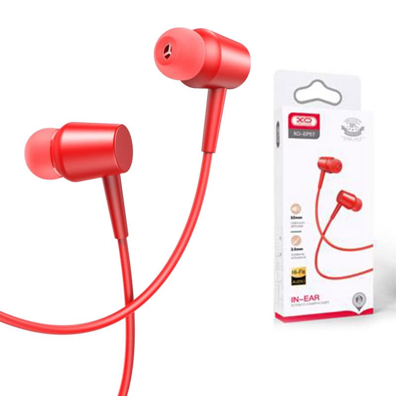 XO (EP57) - Casti cu Fir, In Ear, 3.5mm, 1.2m, Mic &amp; Volume Key, HiFi, Red 1