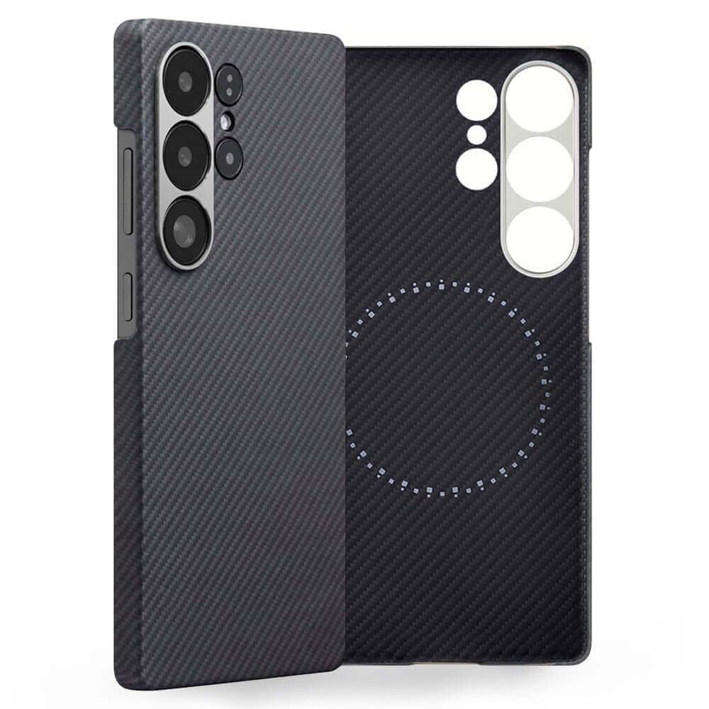 Husa Aramid PTK » Samsung S25 Ultra, Kevlar Fiber cu MagSafe, Dark Grey