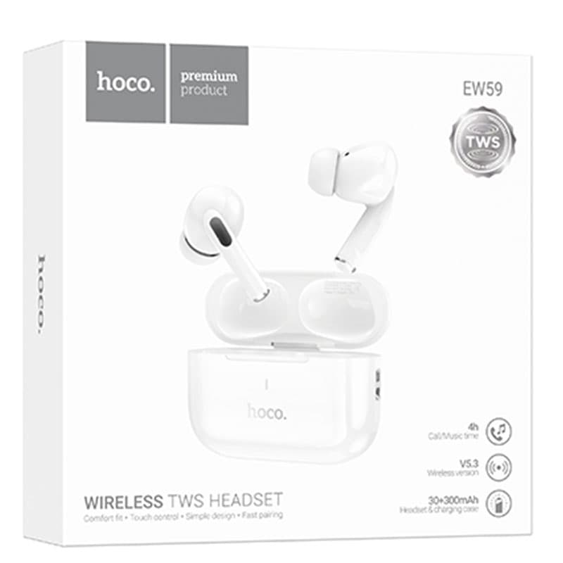 Hoco (EW59) - Casti Wireless, Ear Buds, BT 5.3, 150h StandBy, 300mAh, White 1