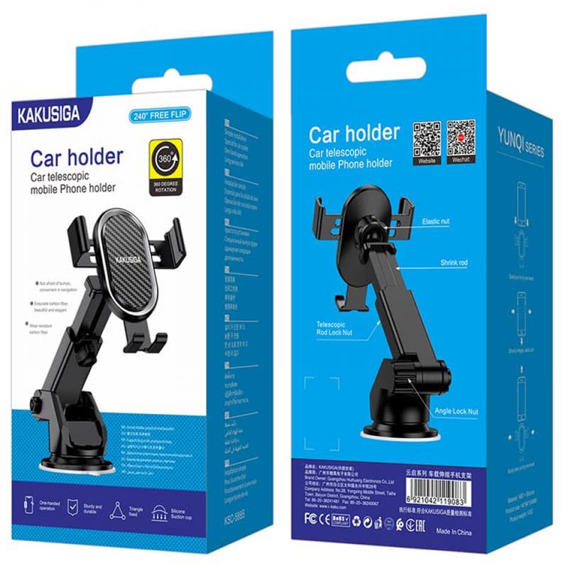 Kaku (KSC-588B) - Suport Auto, cu cleme laterale, montaj Bord, MultiAngle, brat ajustabil, Black 1