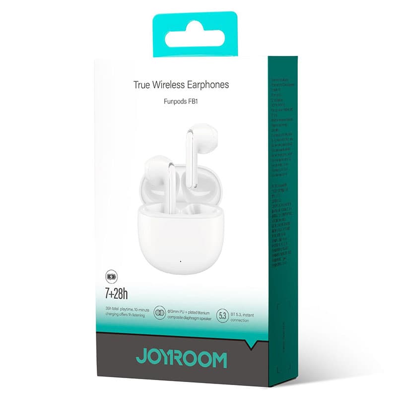 Joyroom (JR-FB1) - Casti Wireless, Ear Buds, BT 5.3, StandBy, 400mAh, Husa Silicon, White 1