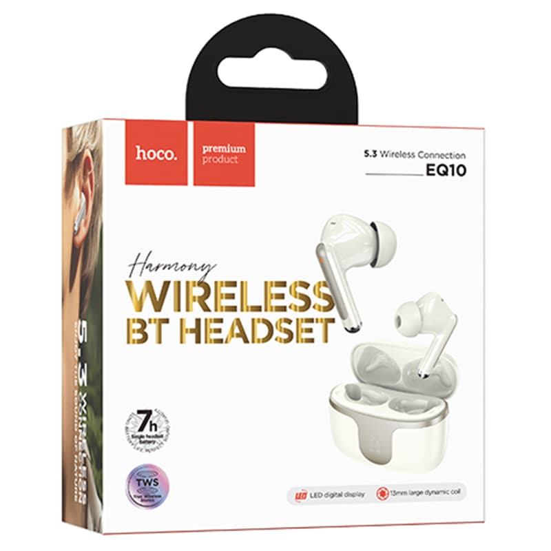Hoco (EQ10) - Casti Wireless, Ear Buds, BT 5.3, 180h StandBy, 300mAh, Power LED, White 1