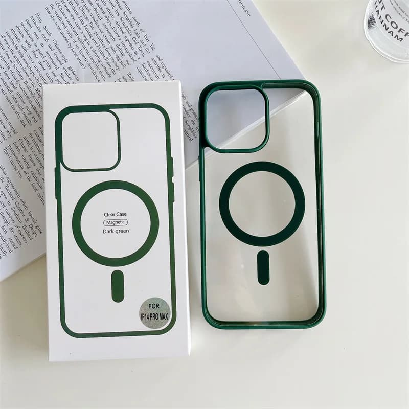 Husa ClearMag » iPhone 16e, MagCase, Acryl Crystal, Green frame 1