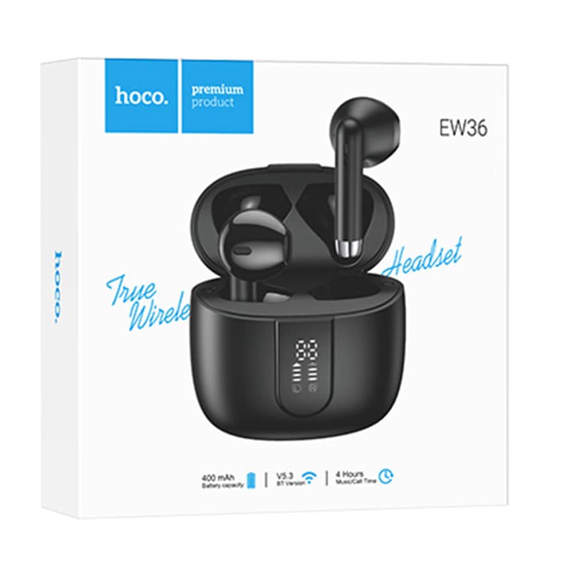 Hoco (EW36) - Casti Wireless, Ear Buds, BT 5.3, 150h StandBy, 400mAh, Melody, Black 1