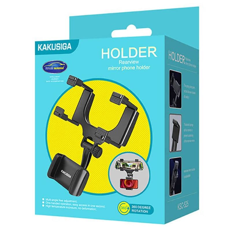 Kaku (KSC-525) - Suport Auto, cu cleme laterale, montaj Oglinda Retrovizoare, MultiAngle, Black 1