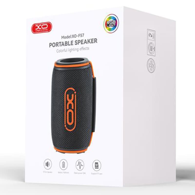 XO (F57) - Boxa Portabila, Wireless BT 5.3, 10W, 1500mAh, TF card, Compact, Orange/Black 1