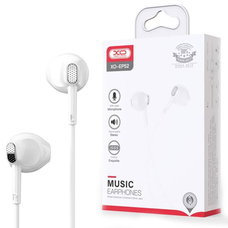 XO (EP52) - Casti cu Fir, In Ear, 3.5mm, 1.2m, Mic &amp; Volume Key, HiFi, White 1