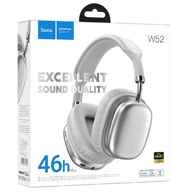 Hoco (W52) - Casti Wireless, Over Ear, BT, Silver 1
