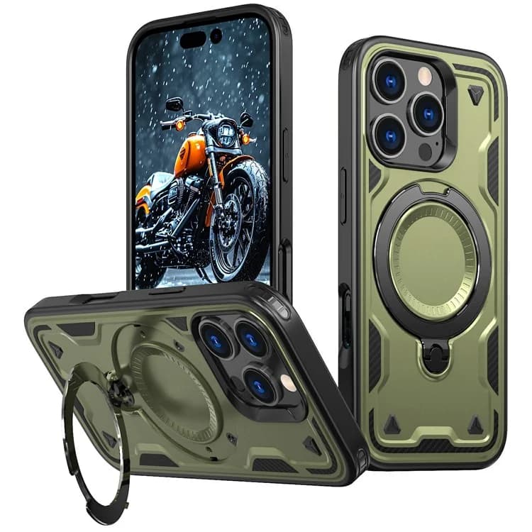 Husa Hybrid Armor » iPhone 16 Pro Max, MagRing, MultiAngle, Olive 1
