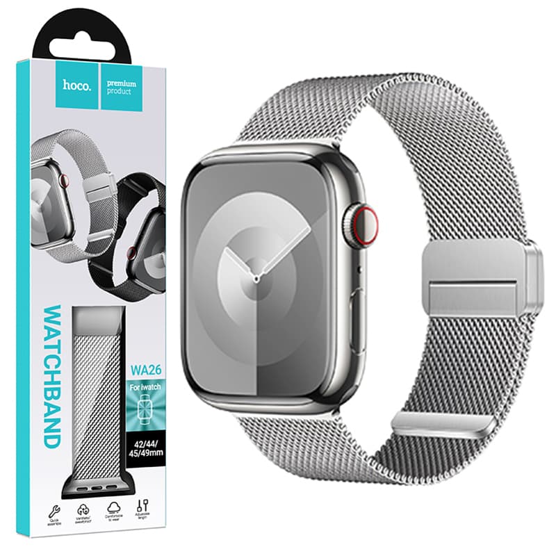 Hoco (WA26) - Curea metalica, inchidere magnet, Size (42/44/45/49mm), Milanese Style, Silver
