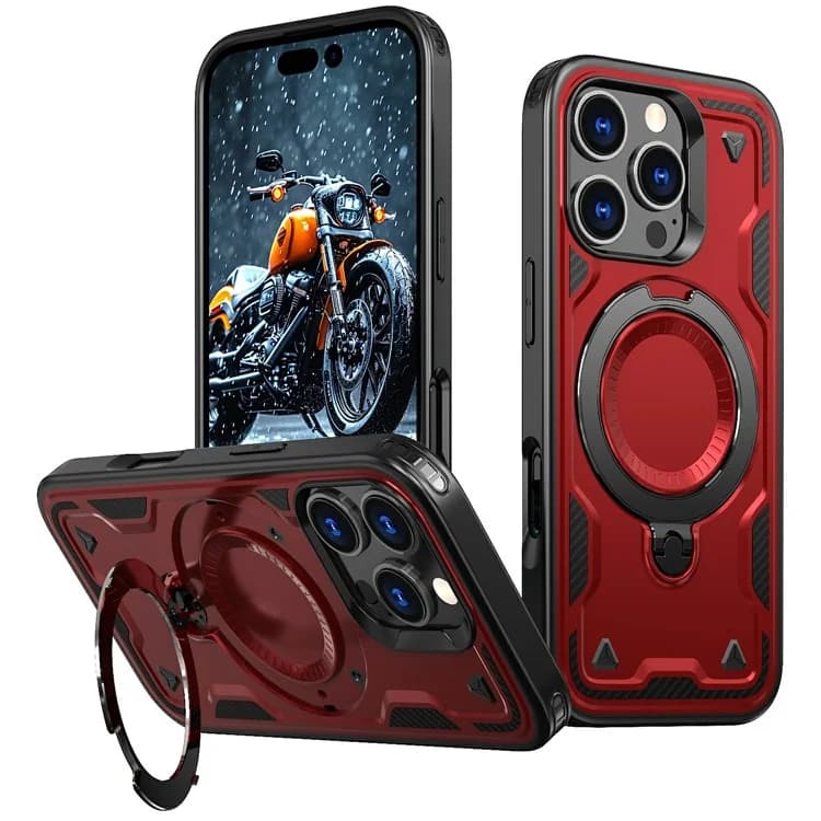 Husa Hybrid Armor » iPhone 15, MagRing, MultiAngle, Red 1