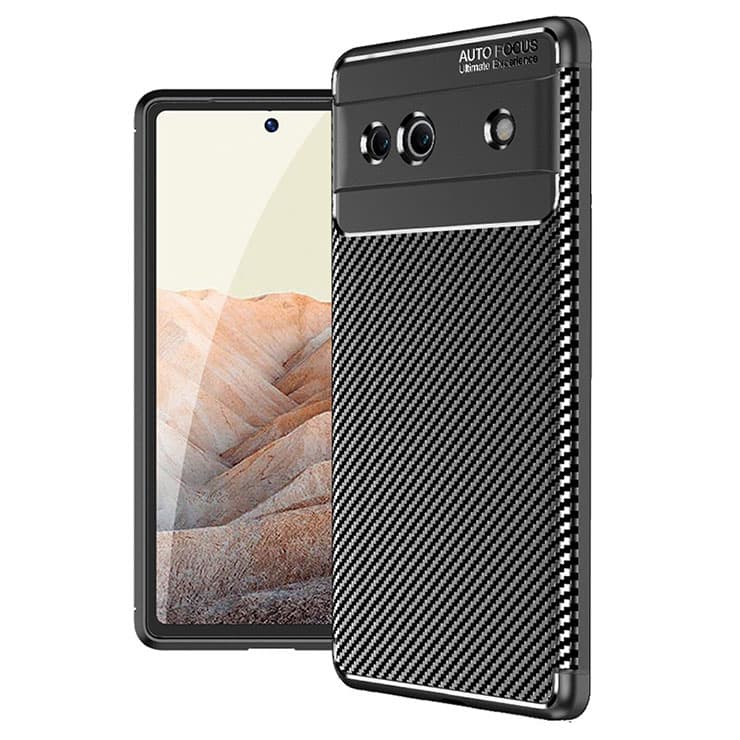 Husa Xiaomi Redmi 9C, Carbon Fiber, TPU moale cu aspect carbon, Black