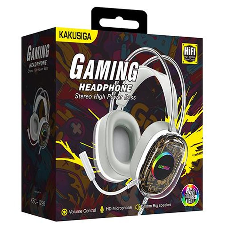 Kaku (KSC-1298) - Casti cu Fir, On Ear, 3.5mm, 2m cablu, Gaming, Light Ambient, TRANSPARENT 1