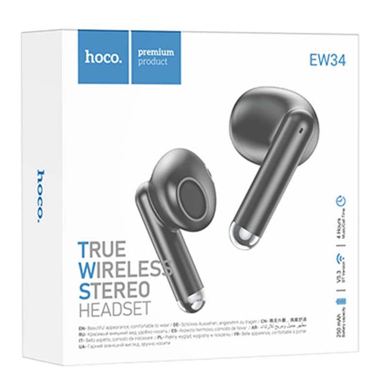 Hoco (EW34) - Casti Wireless, Ear Buds, BT 5.3, 150h StandBy, 250mAh, Full, Black 1
