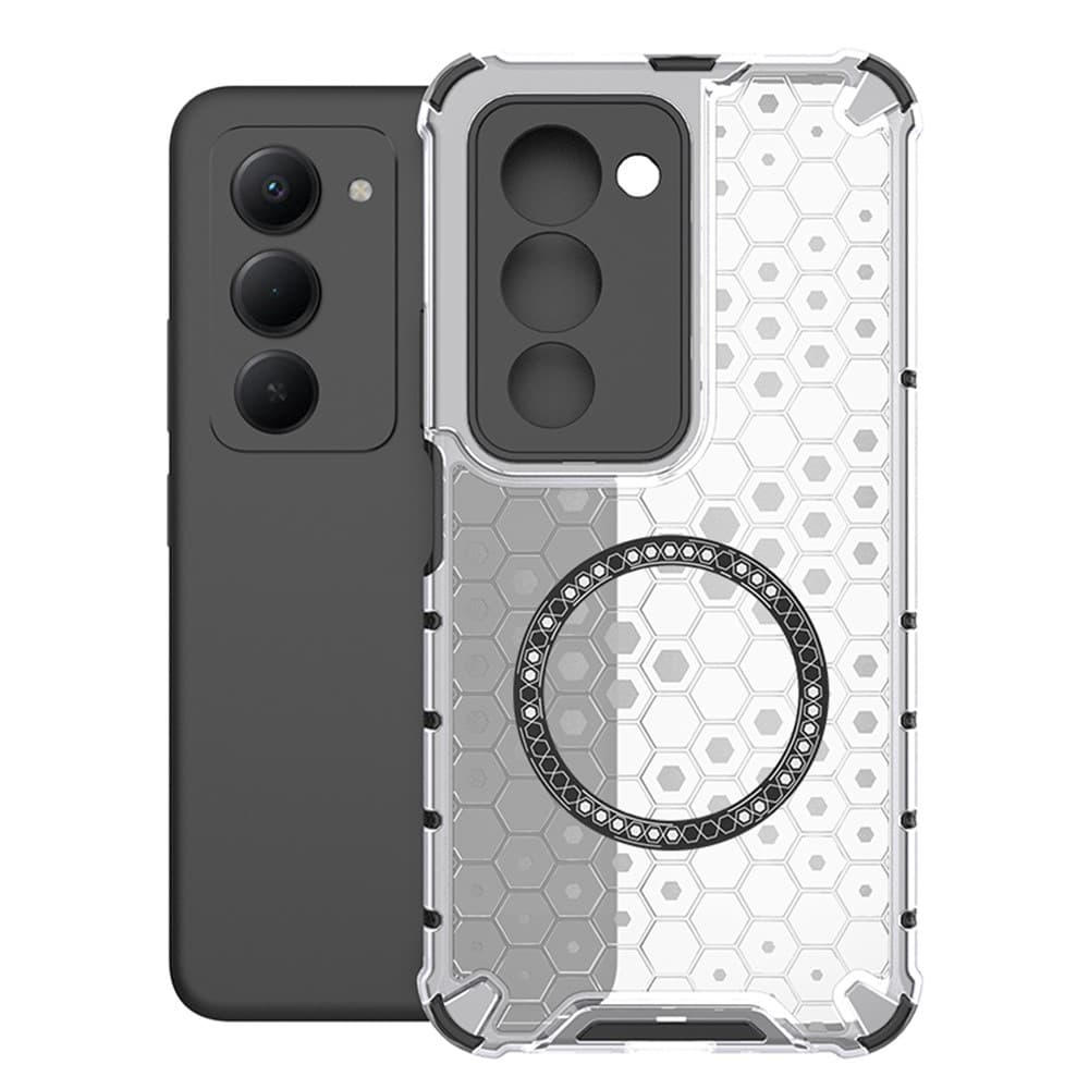 Husa HoneyComb » Xiaomi Redmi 15 4G, cu extra protectie colturi, cu MagSafe,White 1