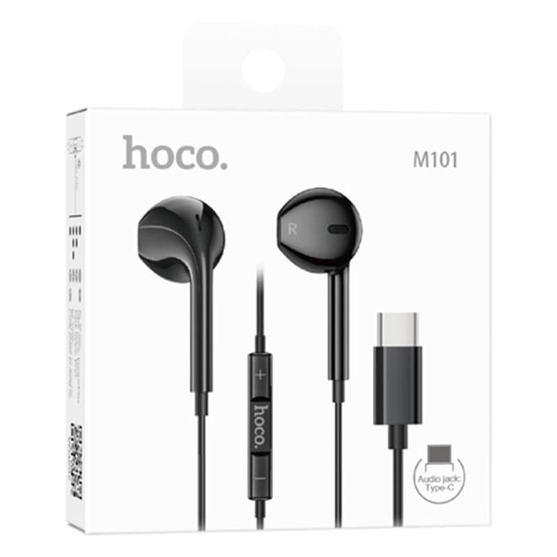 Hoco (M101) - Casti cu Fir, In Ear, USB-C, 1.2m, Mic &amp; Volume Key, HiFi, Black 1