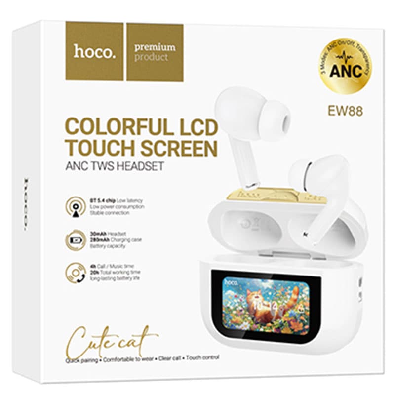 Hoco (EW88) - Casti Wireless, 300 mAh, ANC + funcții multiPhonele, White 1