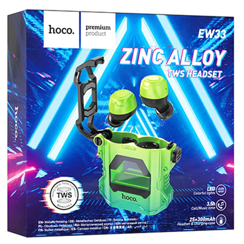 Hoco (EW33) - Casti Wireless, Ear Buds, BT 5.3, 150h StandBy, 300mAh, Interstellar, Green 1