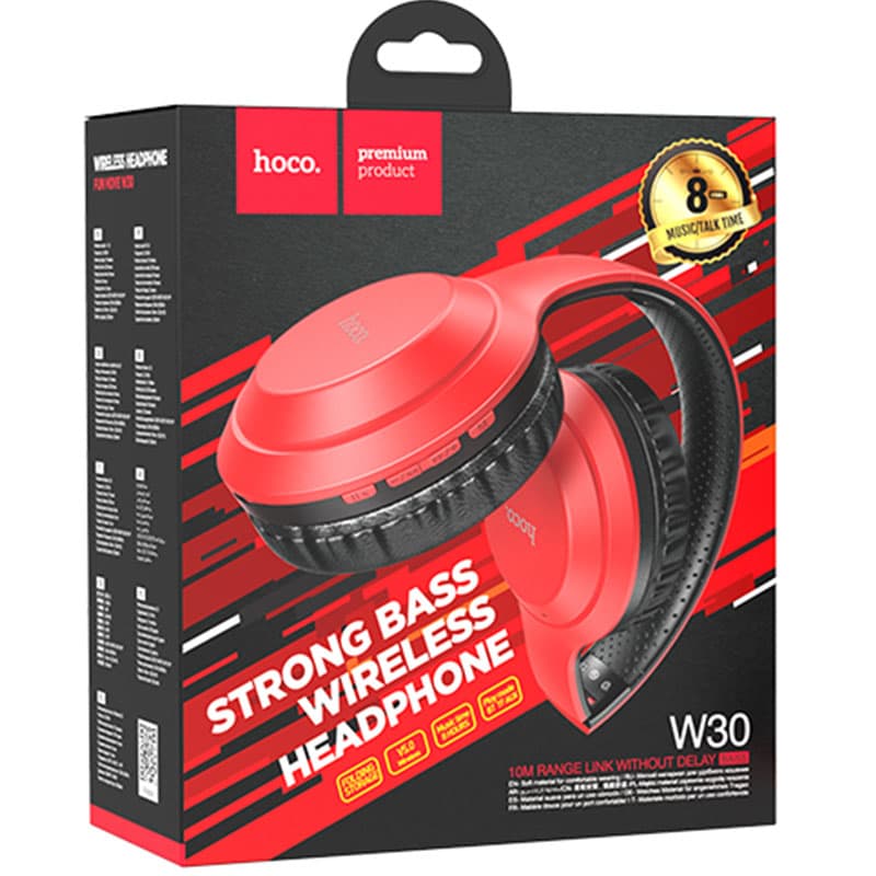 Hoco (W30) - Casti Wireless, Over Ear, BT 5.0, 200h StandBy, Gaming, Fun move, Red 1