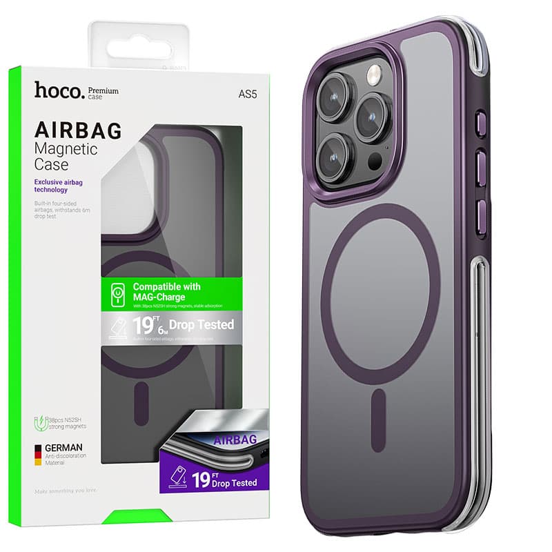 Husa Hoco (AS5) » iPhone 15 Pro Max - MagSafe, Grip honeEdge, Frosted, Purple 1