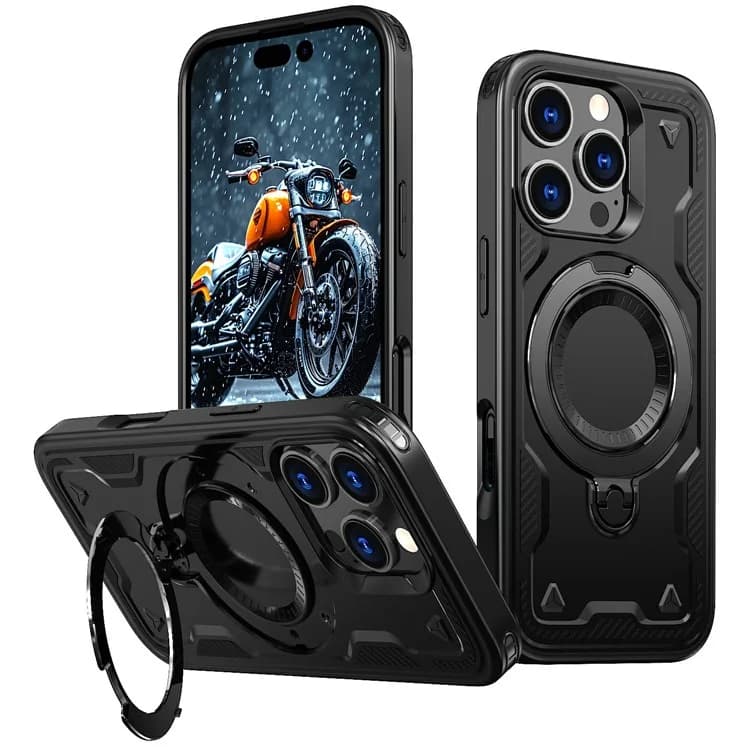 Husa Hybrid Armor » iPhone 16, MagRing, MultiAngle, Black 1