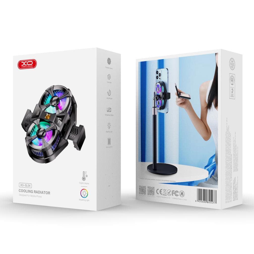 XO (SL04) - Cooler/Ventilator Dual, pentru spate telefon, cu cleme, Ambinet Light, Black 1