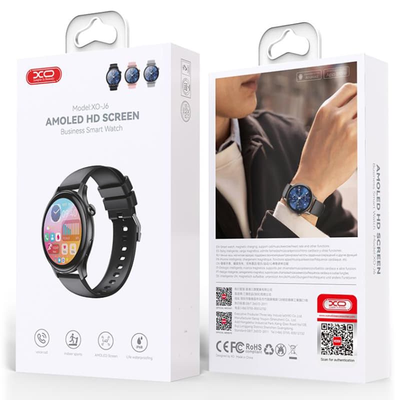 XO (J6) - Ceas SmartWatch, Amoled, BT 5.0, 260mAh, Chen Shuo, Round Sport, Black 1