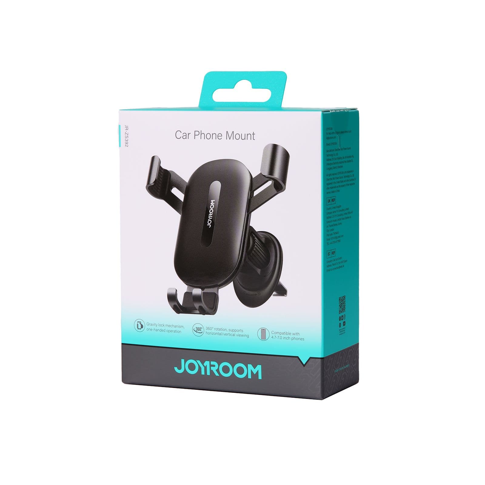 Joyroom (JR-ZS392) - Suport Auto, montaj Ventilatie, cleme laterale, Steel PullCliPhone, Black 1