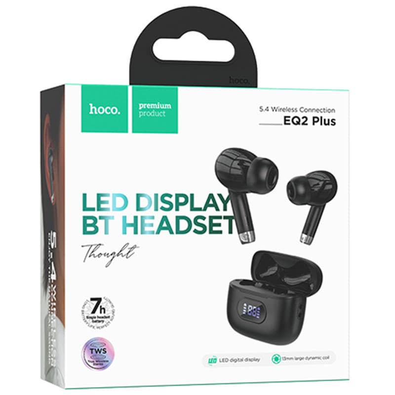 Hoco (EQ2 Plus) - Casti Wireless, Ear Buds, BT 5.3, 300mAh, Black 1