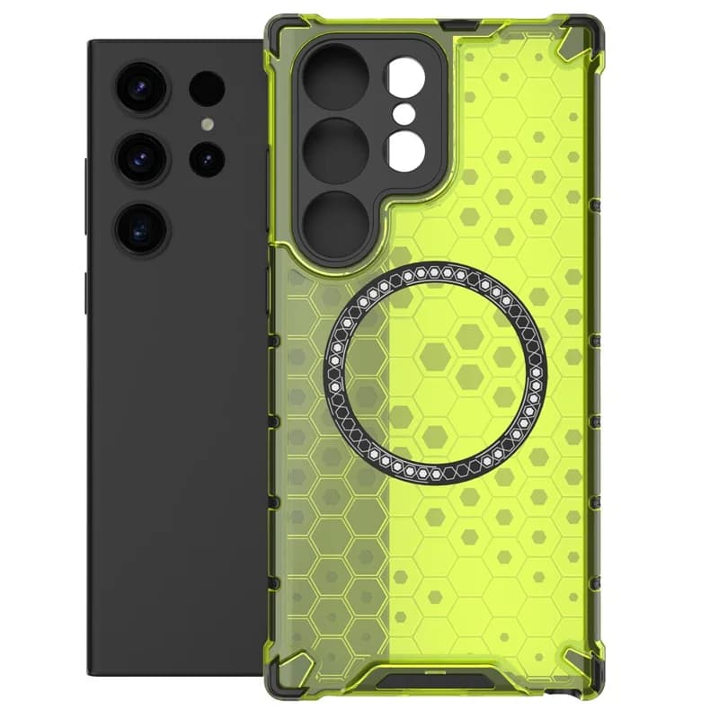 Husa HoneyComb » Samsung S23 Ultra, Magnet MagCase, AntiDrOppo Corners, Green