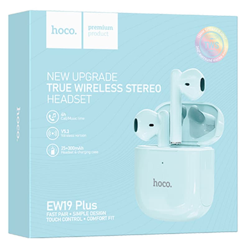 Hoco (EW19 Plus) - Casti Wireless, Ear Buds, BT 5.3, 180h StandBy, 300mAh, Delighted, Blue 1
