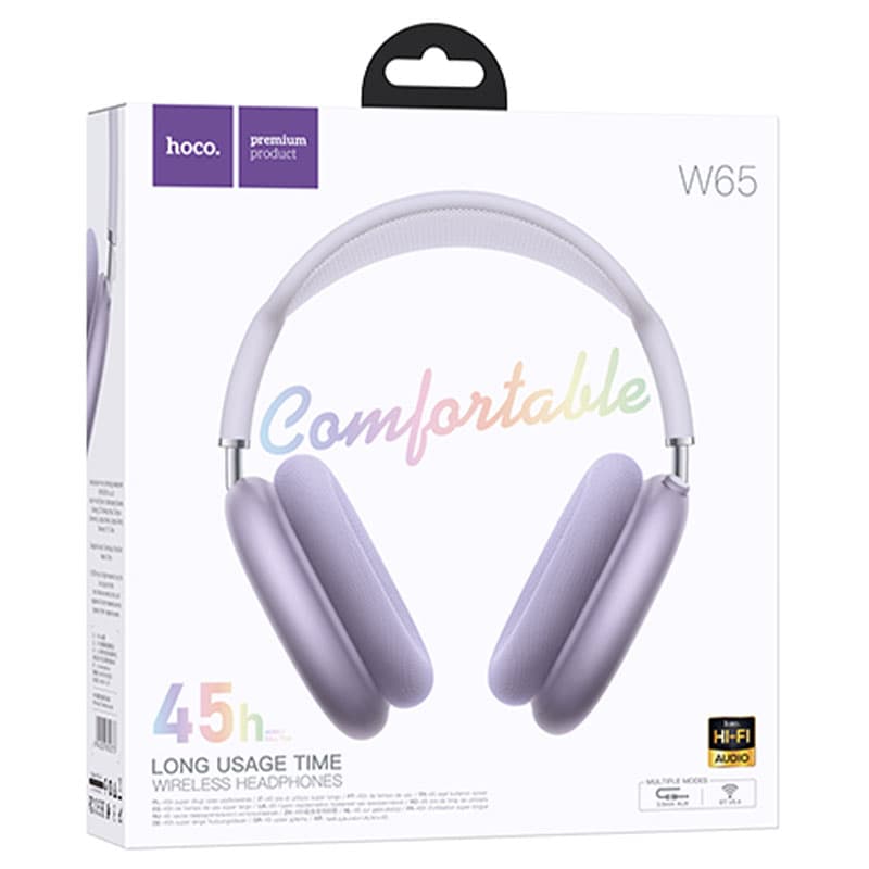 Hoco (W65) - Casti Wireless, Over Ear, BT 5.4, 45h StandBy, Purple 1