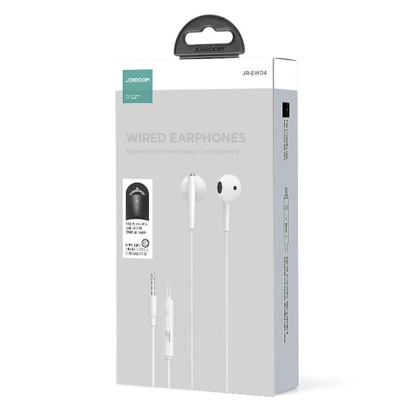 Joyroom (JR-EW04) - Casti cu Fir, In Ear, 3.5mm, 1.2m, Mic &amp; Volume Key, HiFi, White 1