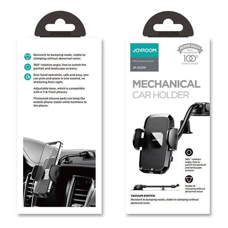 Joyroom (JR-ZS259) - Suport Auto, cu cleme laterale,Cockpit Bord, MultiAngle, brat flexibil, Black 1