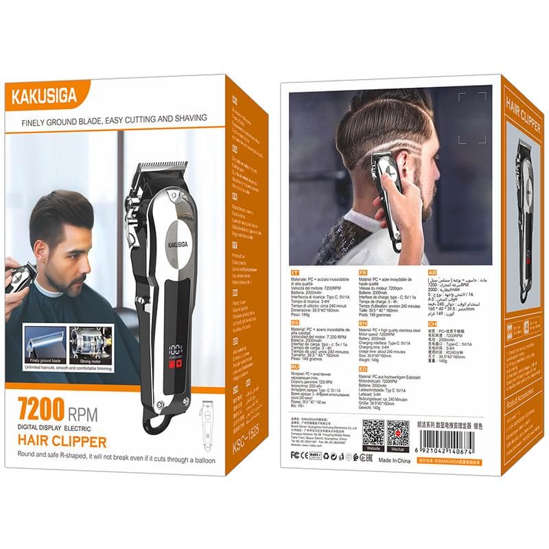 Kaku (KSC-1525) - Aparat Trimmer Barba / Par, Led Display, 7200 RPM Black / Silver 1