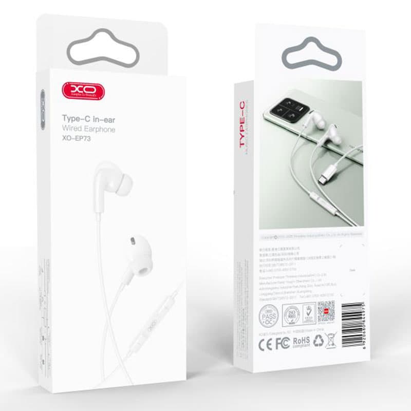 XO (EP73) - Casti cu Fir, In Ear, USB-C, 1.2m, Mic &amp; Volume Key, HiFi, White 1
