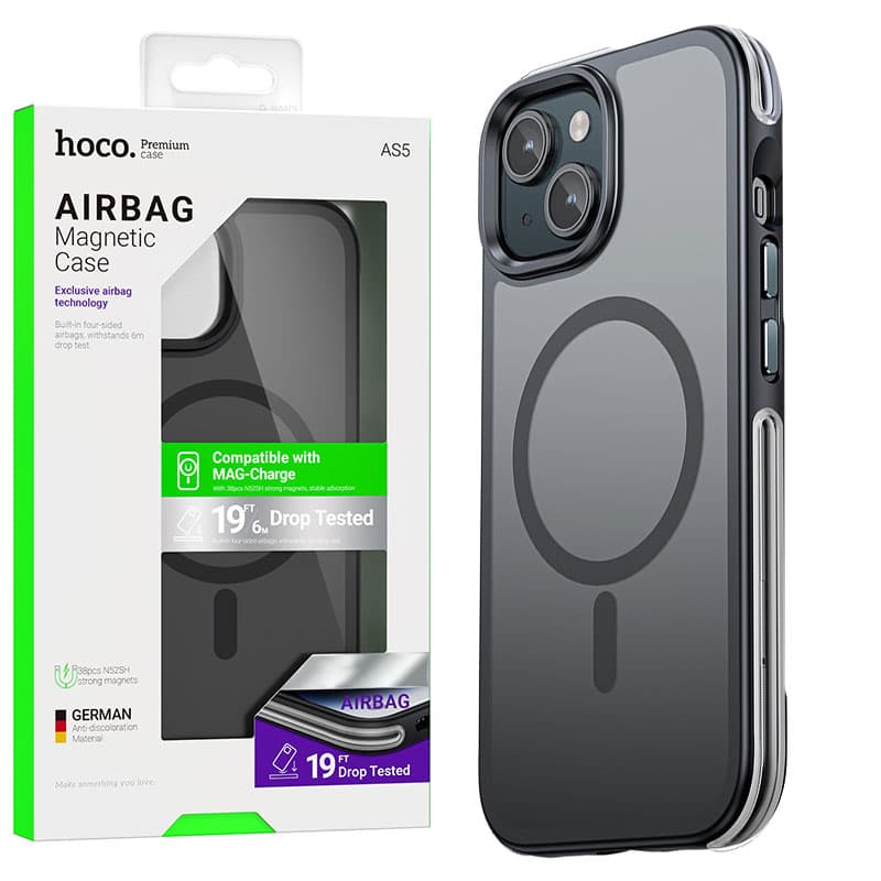 Husa Hoco (AS5) » iPhone 15 Plus - MagSafe, Grip honeEdge, Frosted, Black 1
