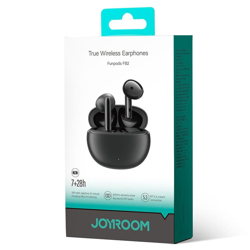 Joyroom (JR-FB2) - Casti Wireless, Ear Buds, BT 5.3, StandBy, 400mAh, Husa Silicon, Black 1