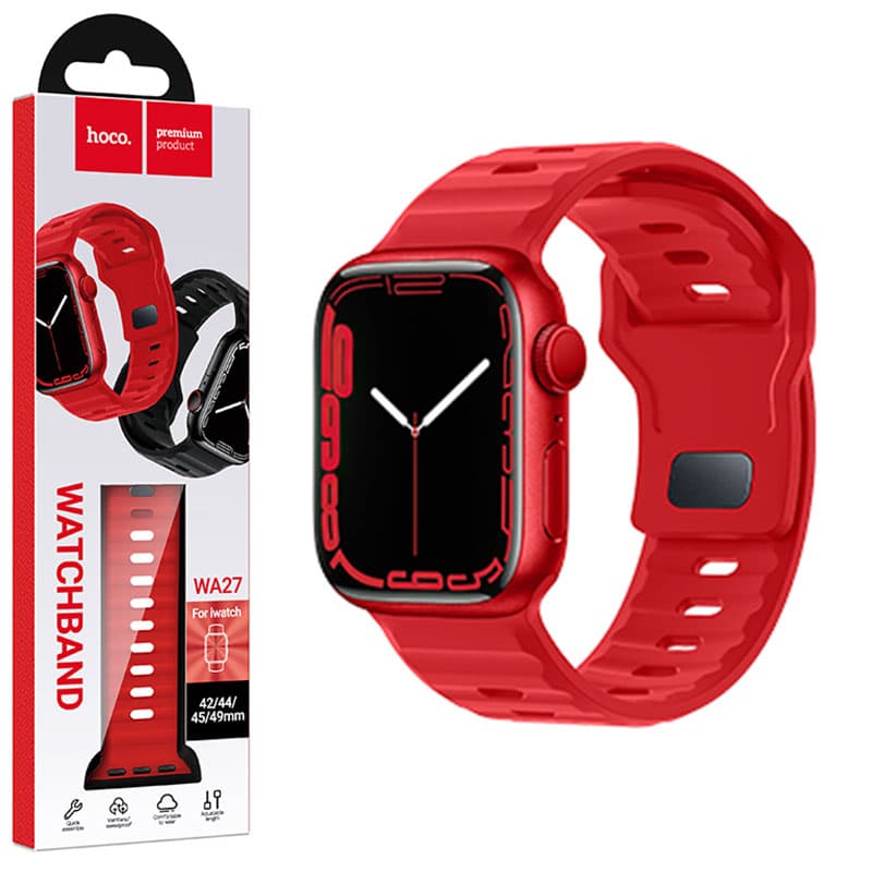 Hoco (WA27) - Curea silicon, Universal Size (42/44/45/49mm) - Flexibile Band, Stepped, Red