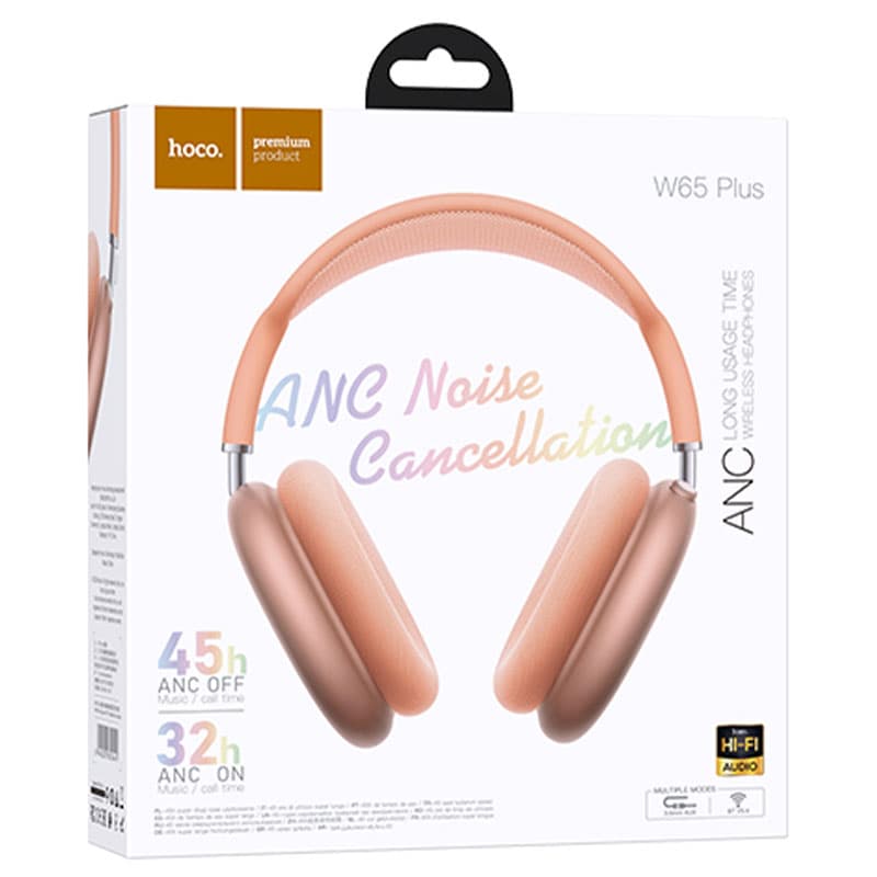 Hoco (W65 Plus) - Casti Wireless, Over Ear, BT 5.4, Reducere zgomot ANC, Orange 1