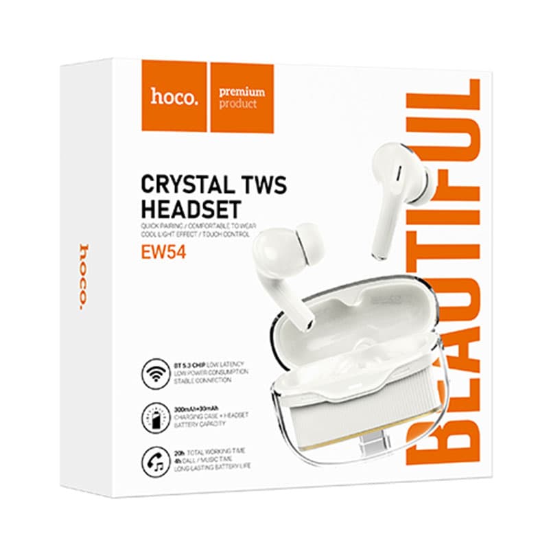 Hoco (EW54) - Casti Wireless, Ear Buds, BT 5.3, 300mAh, Rayo, Milky White 1