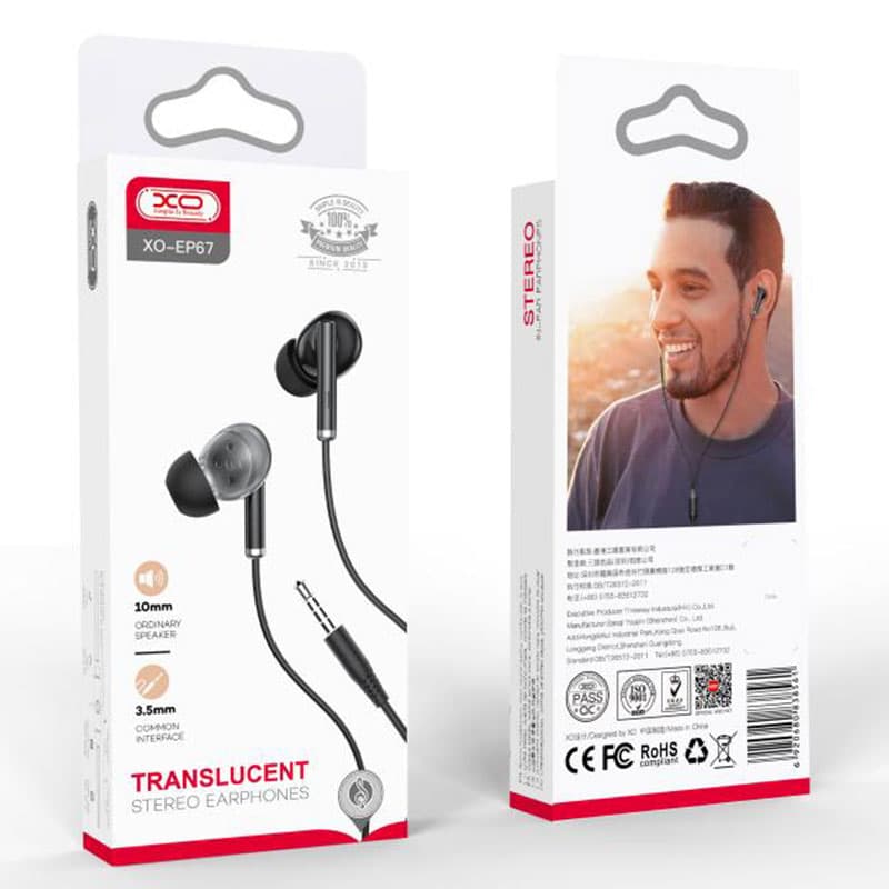 XO (EP67) - Casti cu Fir, In Ear, 3.5mm, 1.2m, Mic &amp; Volume Key, HiFi, Black 1