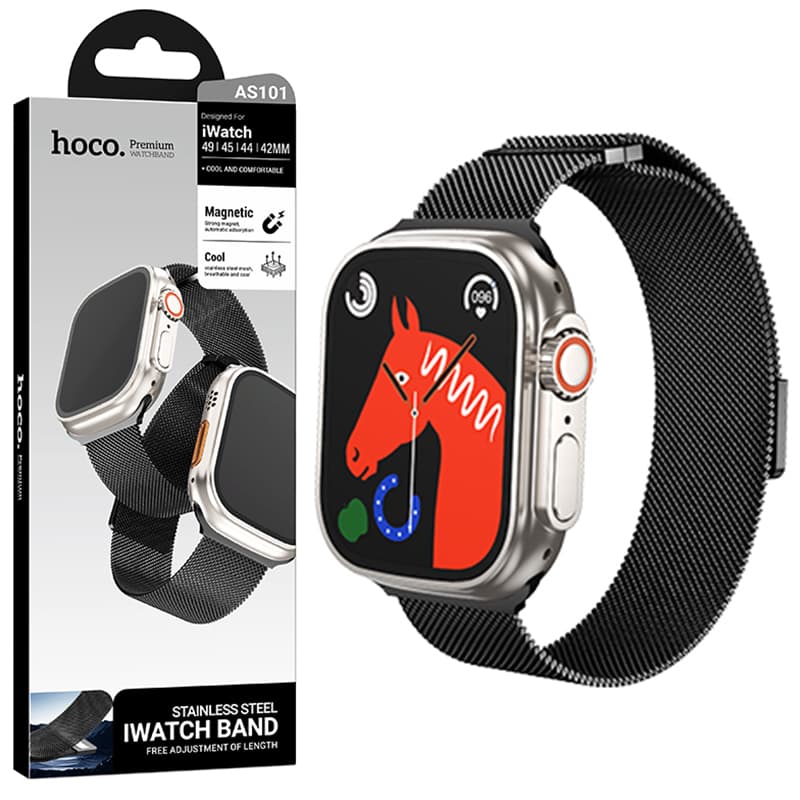 Hoco(AS101) - Curea metalica, Universal Size(42/44/45/49mm), Double, Milanese Style, Black 1