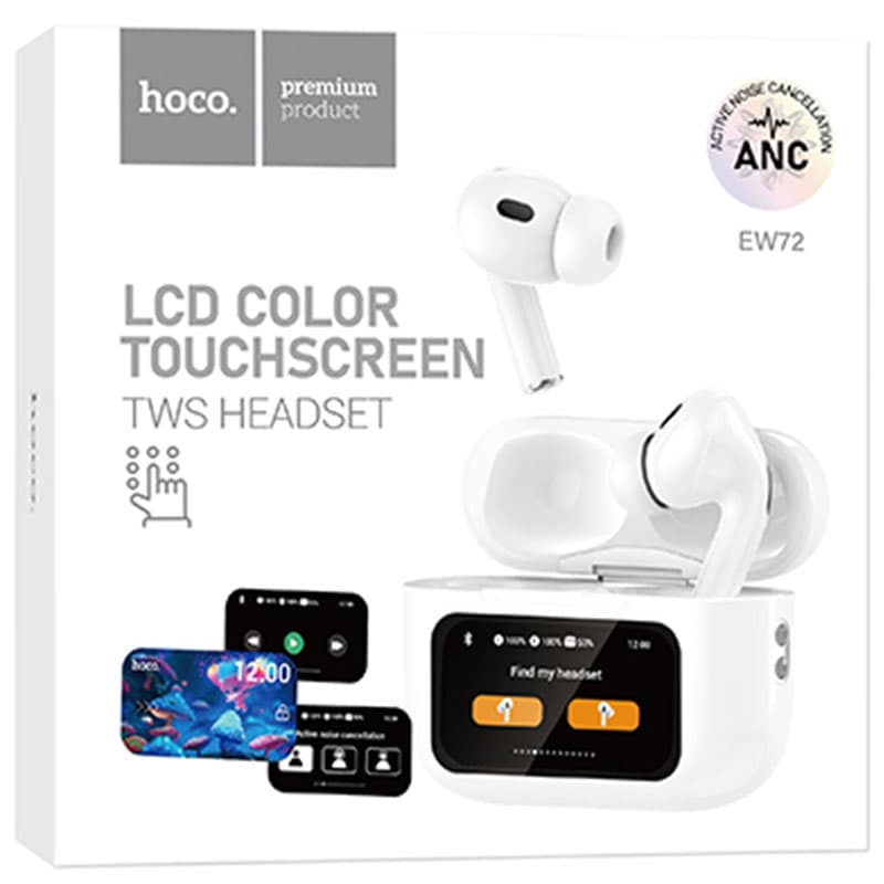 Hoco (EW72) - Casti Wireless, Ear Buds, cu ecran LED, BT 5.4, ANC, 360mAh, White 1