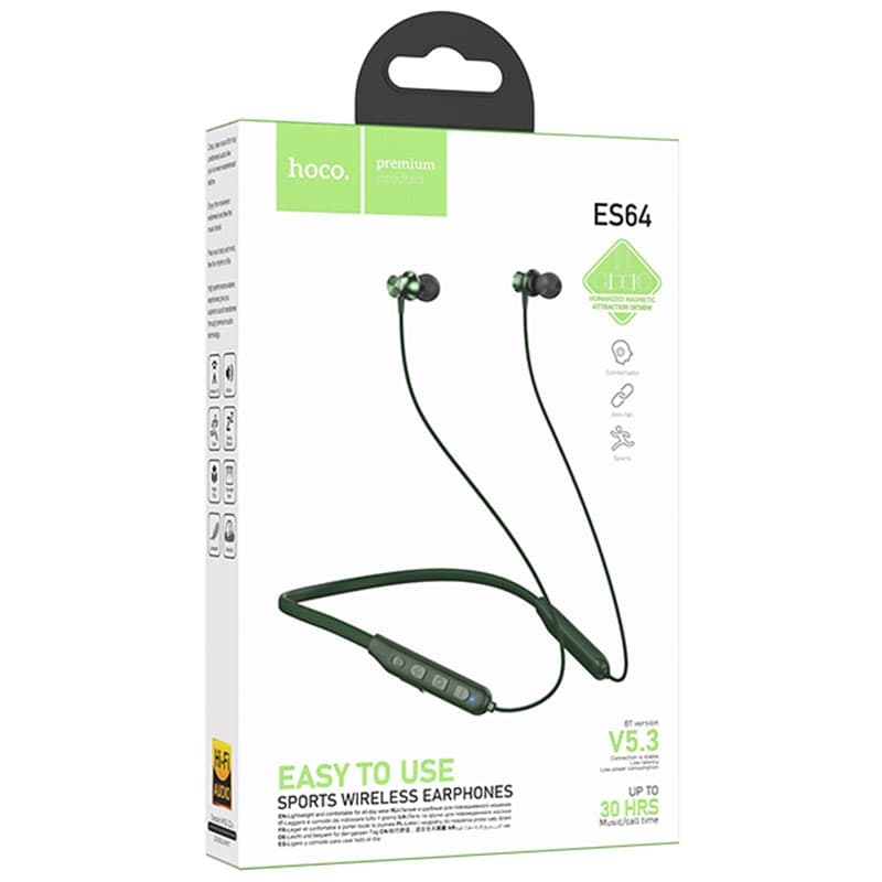 Hoco (ES64) - Casti Wireless, InEar, Neck-Mount, BT 5.3, 200mAh, 30h, Dark GREEN 1