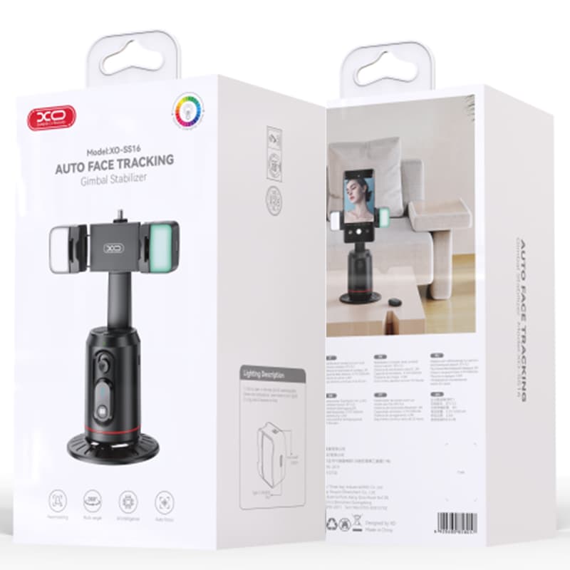 XO (SS16-L) - Suport Stand, tiPhone Selfie, pentru telefon, AI cu urmarire faciala, MultiAngle, Black 1