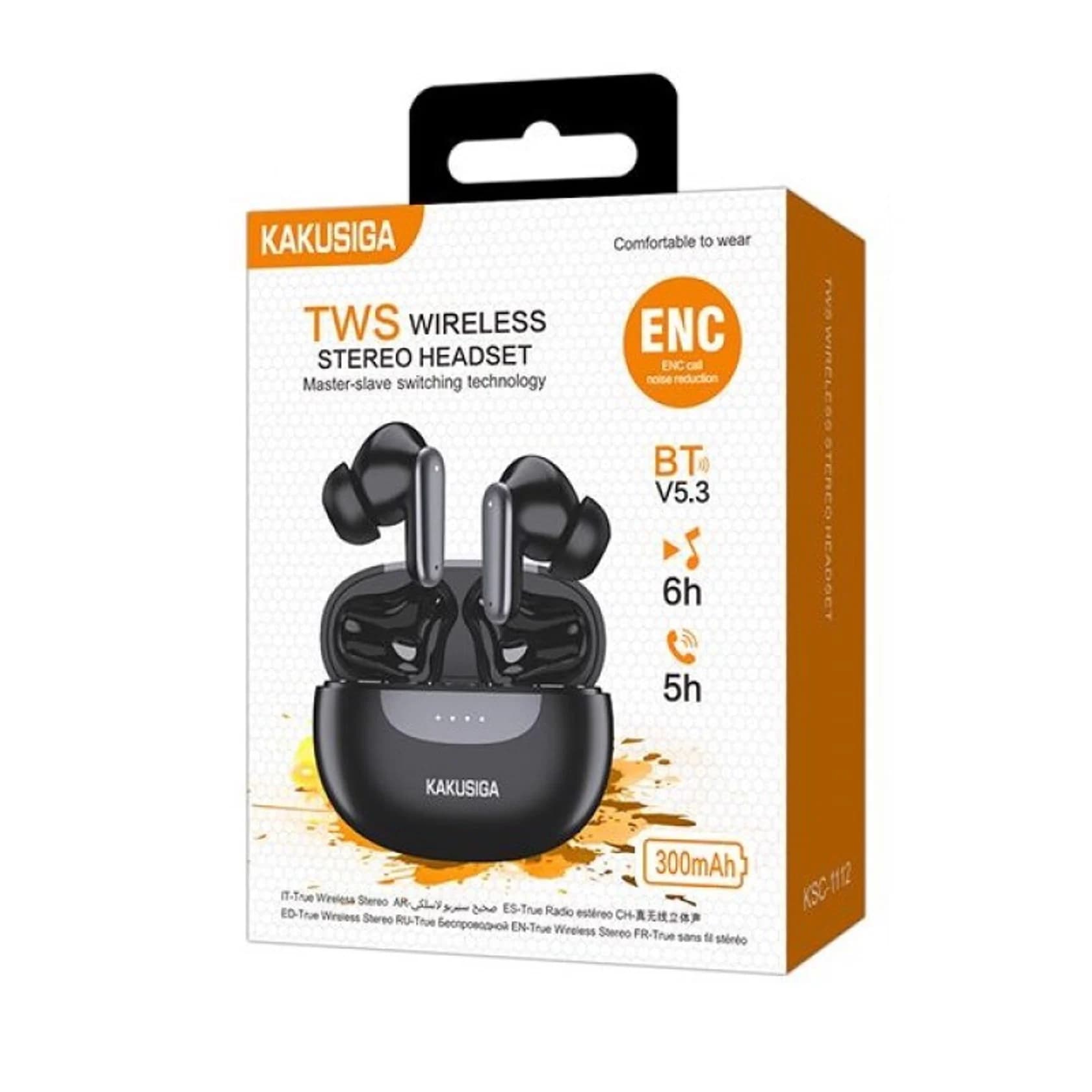 Kaku (KSC-1112) - Casti Wireless, Ear Buds, BT 5.3, 180h StandBy, 300mAh, ENC Noise, Black 1