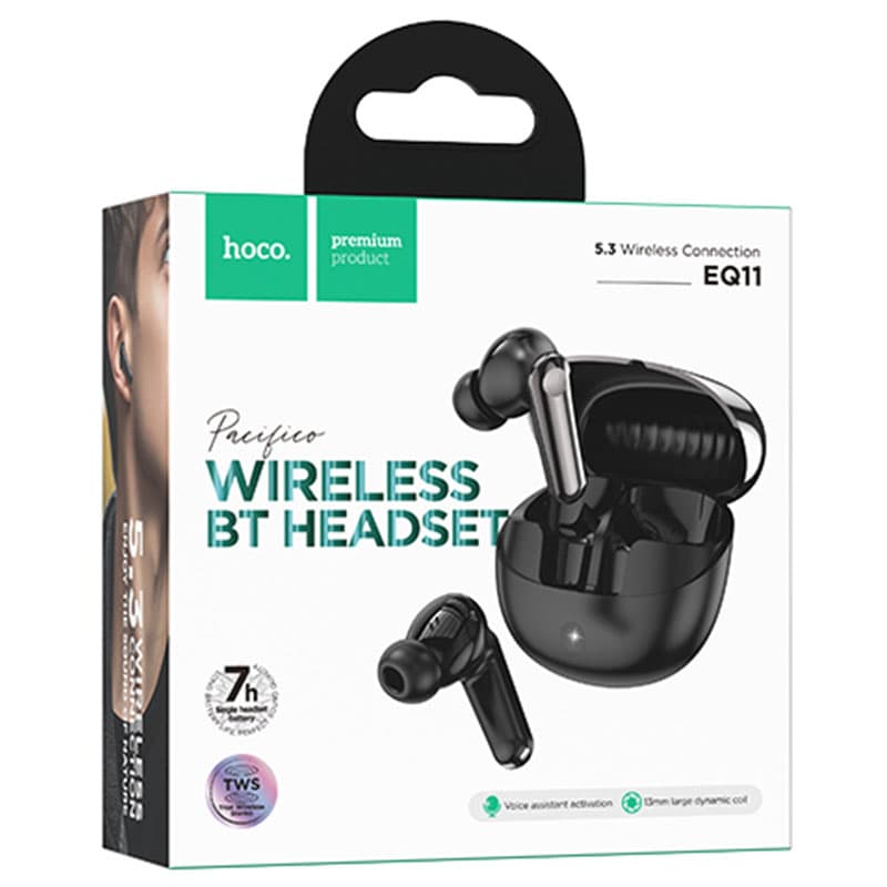 Hoco (EQ11) - Casti Wireless, Ear Buds, BT 5.3, 180h StandBy, 400mAh, Pacifico, Black 1